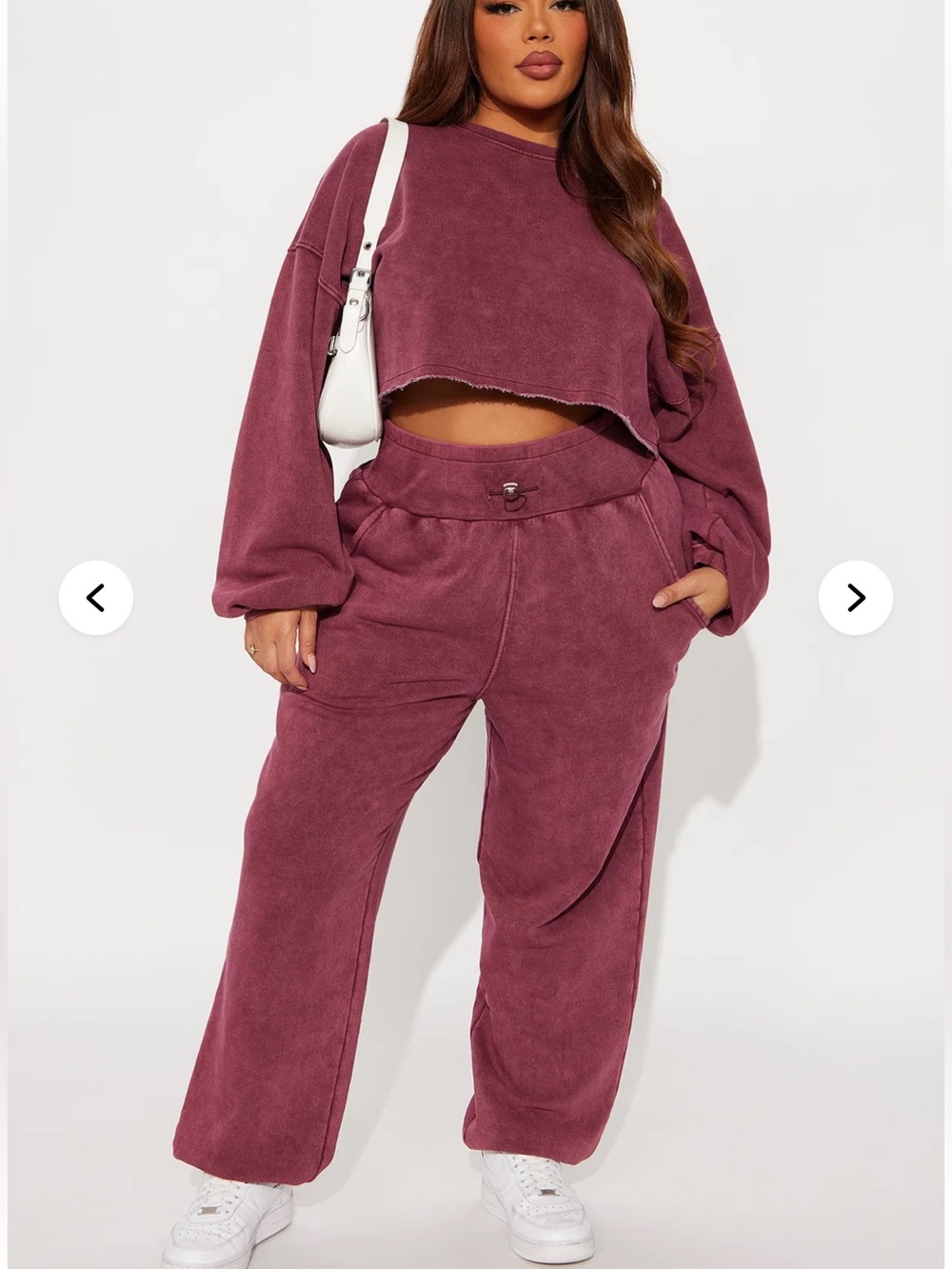 Two Piece Outfit Fashion Nova Feeling Good Fleece Jogger Set Burgundy Size XS